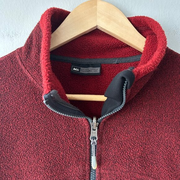 REI Co-op Full Zip Fleece Jacket Burgundy Unisex Medium Cold Weather Layering - Picture 2 of 5